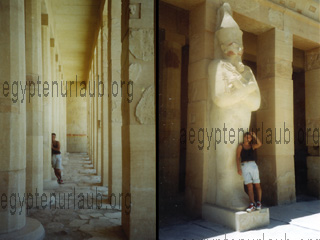Riesige Grabwächter und Säulen am Hatschepsut-Totentempel